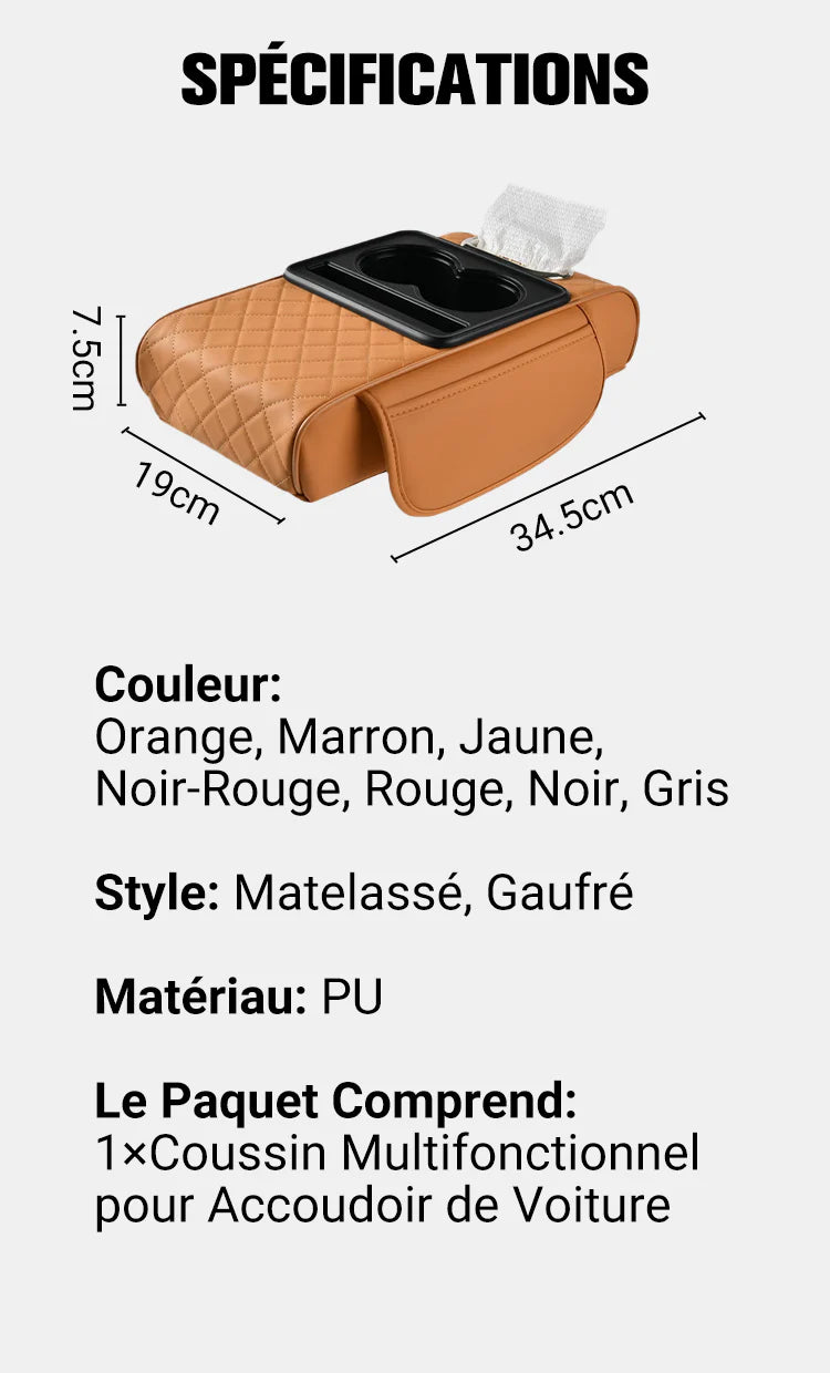 đCoussin d'accoudoir multifonctionnel pour voiture